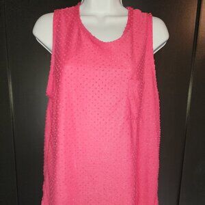 Betsey's Boutique Swiss Dot Pocket Tank in Pink Sz XL